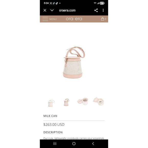 Ora Era Nude Milkcan Leather Crossbody Bag, NWOT - Picture 1 of 11